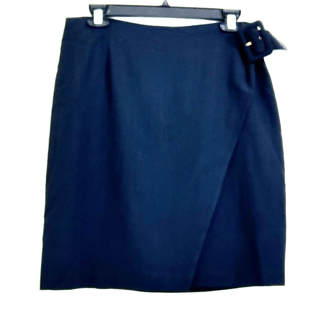 Julio Black Wool Wrap Pencil Mini Skirt Size 10 Lined Office Formal Short Skirt